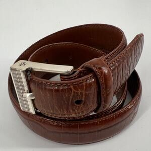 Lauren Ralph Lauren Womens Belt Crocodile Embossed Leather Small Cognac Brown
